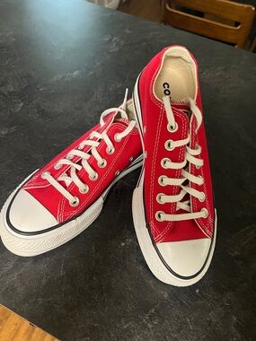 Converse Lift Platform Low Top Canvas Sneakers - Red & White